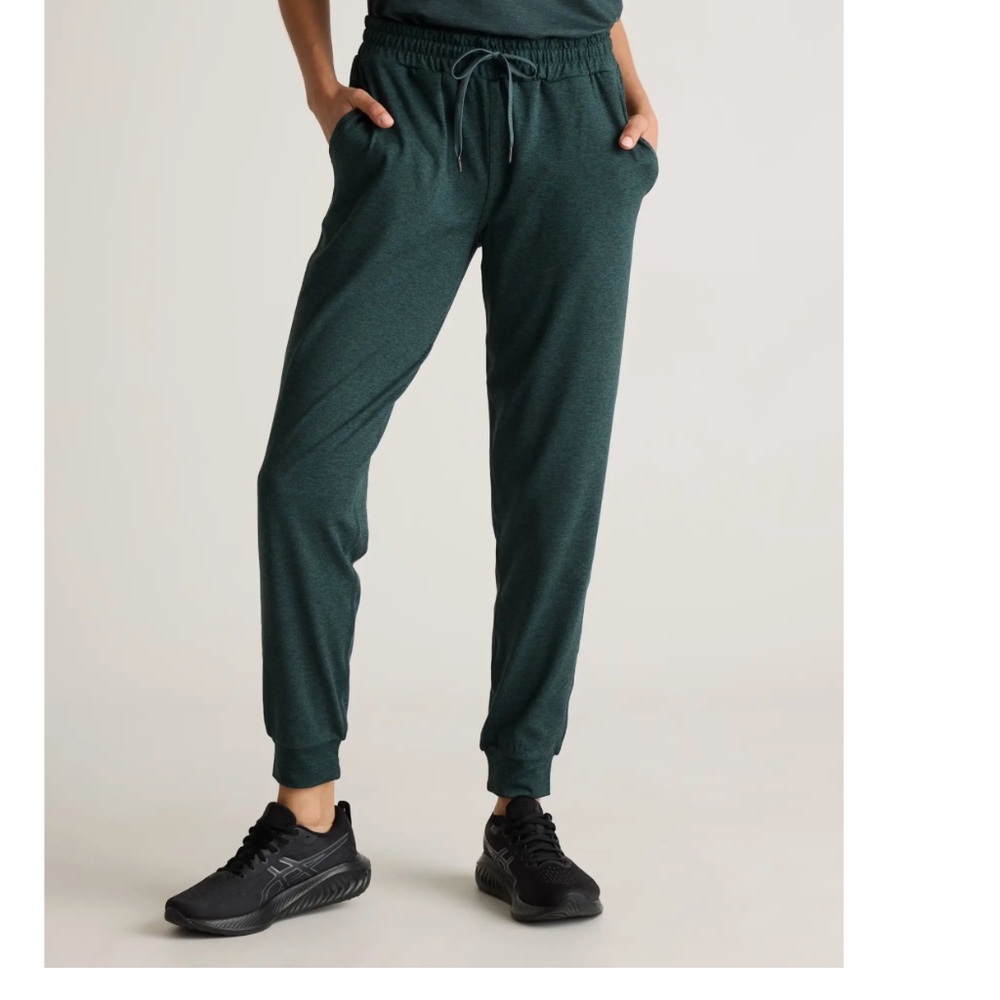 LOT of 2! Quince Flowknit Mid-Rise Joggers MEDIUM Pine Green Dark Blue
